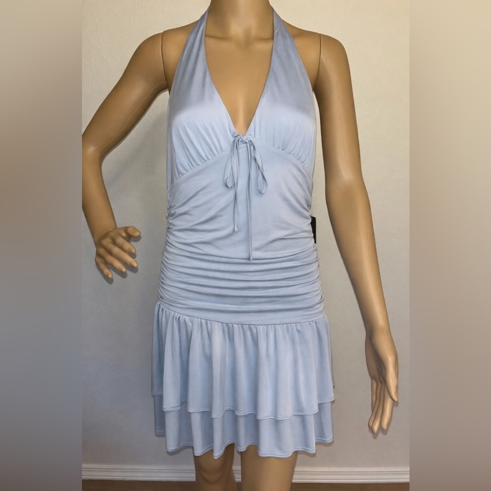 wild fable Light Blue Halter Ruffle Dress